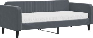 vidaXL Sofa z materacem do spania, ciemnoszara, 90x200 cm, aksamit 2