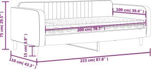 vidaXL Sofa z materacem do spania, ciemnoszara, 100x200 cm, aksamit 12