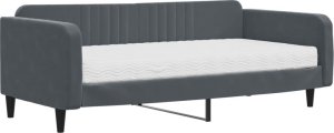 vidaXL Sofa z materacem do spania, ciemnoszara, 100x200 cm, aksamit 2