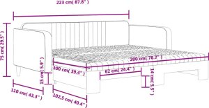 vidaXL Sofa rozsuwana z materacami, ciemnoszara, 100x200 cm, aksamit 12