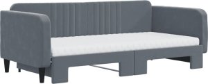 vidaXL Sofa rozsuwana z materacami, ciemnoszara, 100x200 cm, aksamit 3