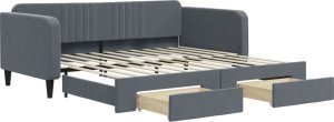 vidaXL Sofa rozsuwana z szufladami, ciemnoszara, 100x200 cm, aksamit 2