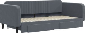 vidaXL Sofa rozsuwana z szufladami, ciemnoszara, 100x200 cm, aksamit 3