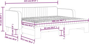 vidaXL Sofa rozsuwana z materacami, ciemnoszara, 90x200 cm, aksamit 12