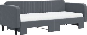 vidaXL Sofa rozsuwana z materacami, ciemnoszara, 90x200 cm, aksamit 3