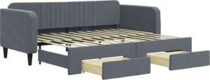 vidaXL Sofa rozsuwana z szufladami, ciemnoszara, 90x200 cm, aksamit 2