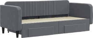vidaXL Sofa rozsuwana z szufladami, ciemnoszara, 90x200 cm, aksamit 3