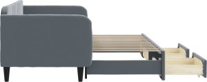 vidaXL Sofa rozsuwana z szufladami, ciemnoszara, 90x200 cm, aksamit 4