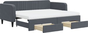 vidaXL Sofa rozsuwana z szufladami, ciemnoszara, 90x200 cm, aksamit 2
