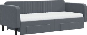 vidaXL Sofa rozsuwana z szufladami, ciemnoszara, 90x200 cm, aksamit 3