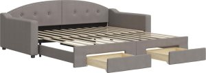 vidaXL Sofa rozsuwana z szufladami, taupe, 100x200 cm, tkanina 2