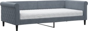 vidaXL Sofa z materacem do spania, ciemnoszara, 90x200 cm, aksamit 2