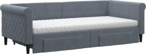 vidaXL Sofa rozsuwana z szufladami, ciemnoszara, 90x200 cm, aksamit 3