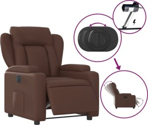 vidaXL Elektryczny fotel rozkładany, brązowy, obity sztuczną skórą 5