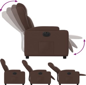 vidaXL Elektryczny fotel rozkładany, brązowy, obity sztuczną skórą 6