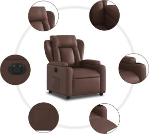 vidaXL Elektryczny fotel rozkładany, brązowy, obity sztuczną skórą 7