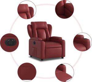 vidaXL Elektryczny fotel rozkładany, winna czerwień, sztuczna skóra 7