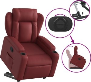 vidaXL Podnoszony fotel rozkładany, winna czerwień, sztuczna skóra 6