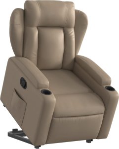 vidaXL Podnoszony fotel rozkładany, cappuccino, obity sztuczną skórą 3