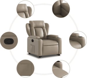 vidaXL Podnoszony fotel rozkładany, cappuccino, obity sztuczną skórą 8