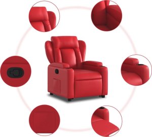 vidaXL Podnoszony fotel rozkładany, czerwony, obity sztuczną skórą 8