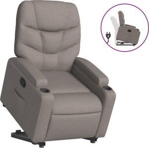 vidaXL Podnoszony fotel rozkładany, kolor taupe, obity tkaniną 2