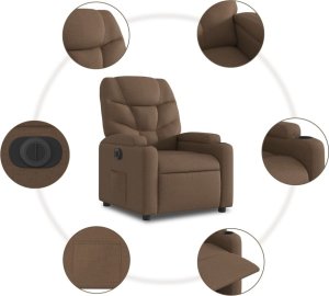 vidaXL Podnoszony fotel masujący, elektryczny, rozkładany, brązowy 8