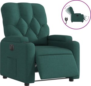 vidaXL Elektryczny fotel rozkładany, ciemnozielony, obity tkaniną 2