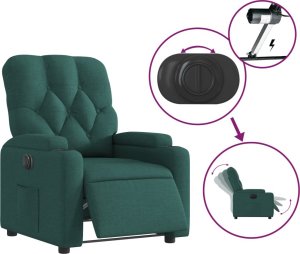 vidaXL Elektryczny fotel rozkładany, ciemnozielony, obity tkaniną 6