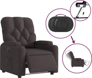 vidaXL Elektryczny fotel rozkładany, ciemnobrązowy, obity tkaniną 6