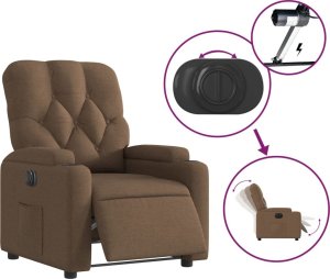vidaXL Elektryczny fotel rozkładany, brązowy, obity tkaniną 6