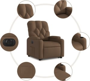 vidaXL Podnoszony fotel masujący, elektryczny, rozkładany, brązowy 8