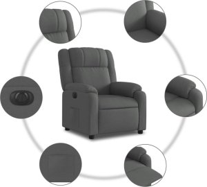 vidaXL Elektryczny fotel rozkładany, ciemnoszary, obity tkaniną 8