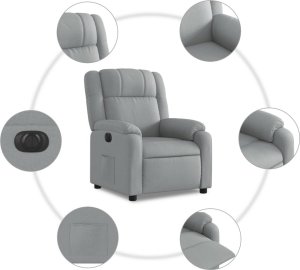 vidaXL Elektryczny fotel rozkładany, jasnoszary, obity tkaniną 8
