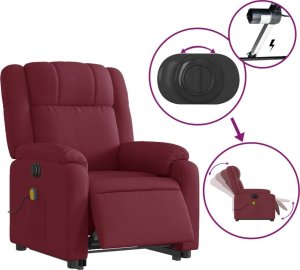 vidaXL Podnoszony fotel masujący, elektryczny, rozkładany, czerwony 6
