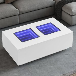 vidaXL Stolik kawowy z LED Infinity, biały, 116x69x40 cm 1