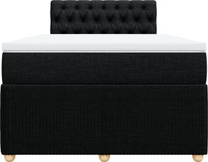 vidaXL Łóżko kontynentalne z materacem, czarne, 120x190 cm, tkanina 4