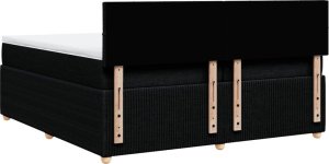 vidaXL Łóżko kontynentalne z materacem, czarne, tkanina, 200x200 cm 6