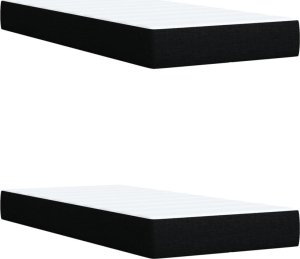 vidaXL Łóżko kontynentalne z materacem, czarne, tkanina, 200x200 cm 9