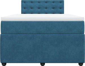 vidaXL Łóżko kontynentalne z materacem, niebieskie, 120x190cm, aksamit 4