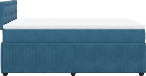 vidaXL Łóżko kontynentalne z materacem, niebieskie, 120x190cm, aksamit 9