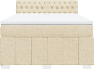 vidaXL Łóżko kontynentalne z materacem, kremowe, tkanina, 140x200 cm 6