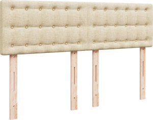 vidaXL Łóżko kontynentalne z materacem, kremowe, tkanina, 140x200 cm 12