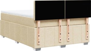 vidaXL Łóżko kontynentalne z materacem, kremowe, tkanina, 140x200 cm 8