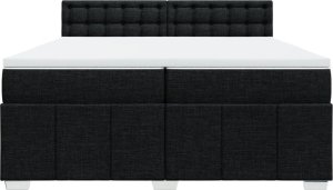 vidaXL Łóżko kontynentalne z materacem, czarne, tkanina, 200x200 cm 6