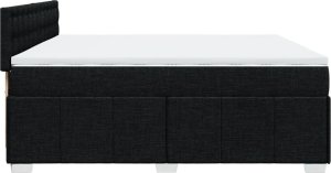 vidaXL Łóżko kontynentalne z materacem, czarne, tkanina, 200x200 cm 7