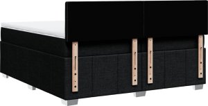 vidaXL Łóżko kontynentalne z materacem, czarne, tkanina, 200x200 cm 8