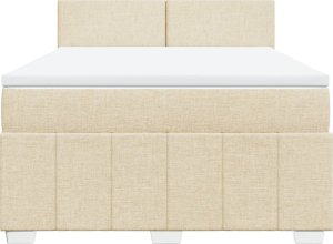 vidaXL Łóżko kontynentalne z materacem, kremowe, tkanina, 140x200 cm 6