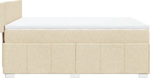 vidaXL Łóżko kontynentalne z materacem, kremowe, tkanina, 140x200 cm 7