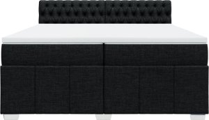 vidaXL Łóżko kontynentalne z materacem, czarne, tkanina, 200x200 cm 6